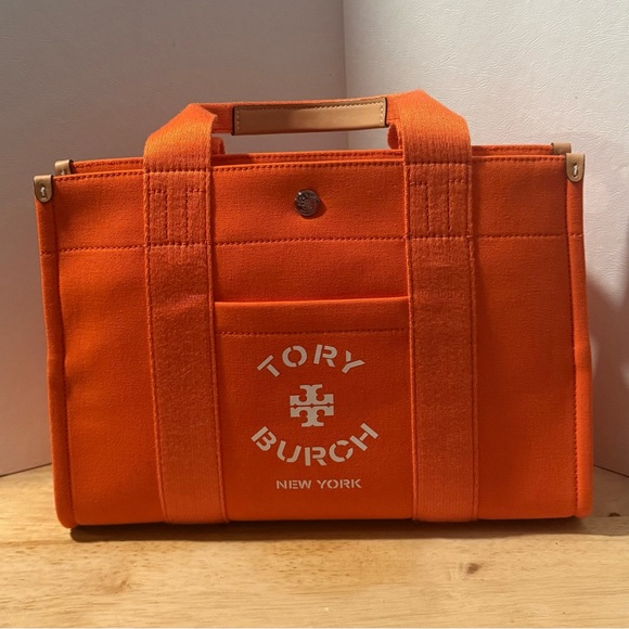 Tory Burch Handbags - New with tags: Tory Burch Orange Canvas Tote Bag with strap